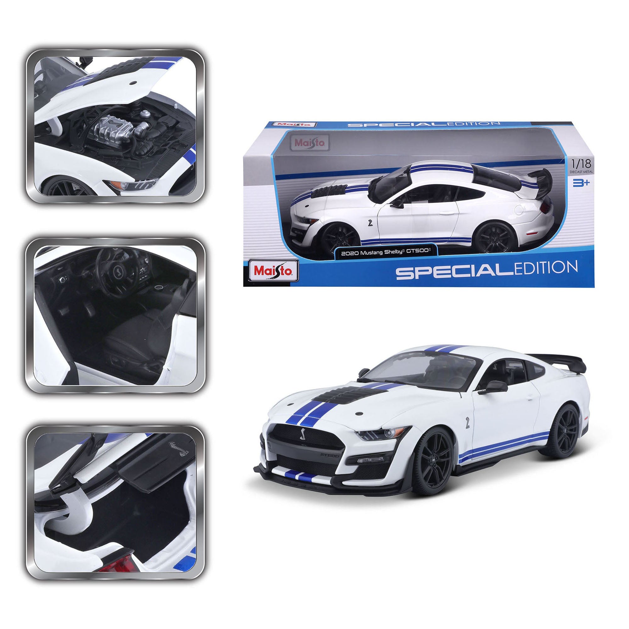 Maisto 1:18 2020 Ford Mustang Shelby GT-500 - White