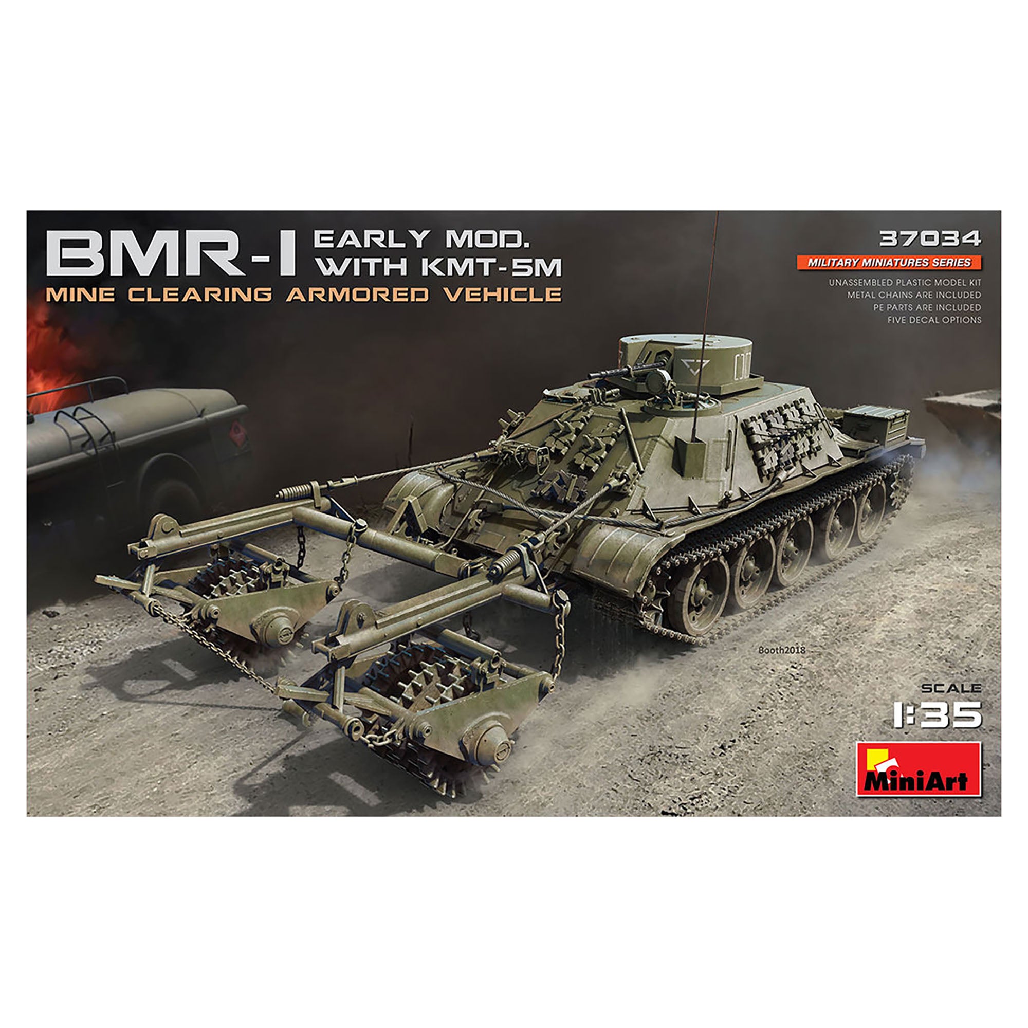 MiniArt 37034 1/35 BMR-1 Early Mod. with KMT-5M Mine Clearing Armoured Vehicle Model Kit