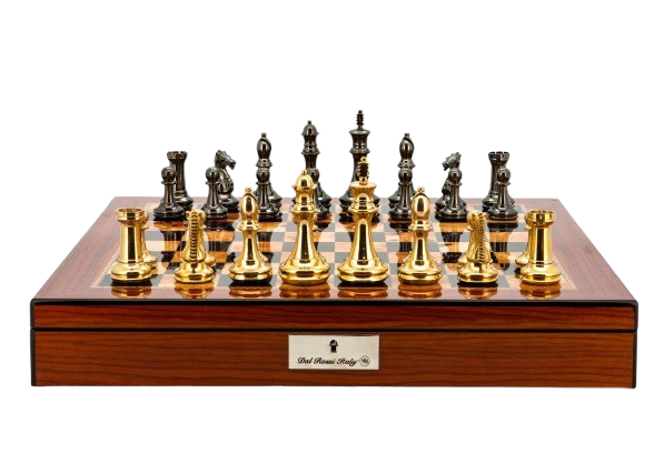 Dal Rossi Italy Chess Set Walnut Shinny Finish 20″ With Compartments