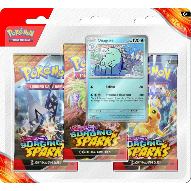 Pokemon TCG Scarlet & Violet 8 Surging Sparks Three booster blister Quagsire