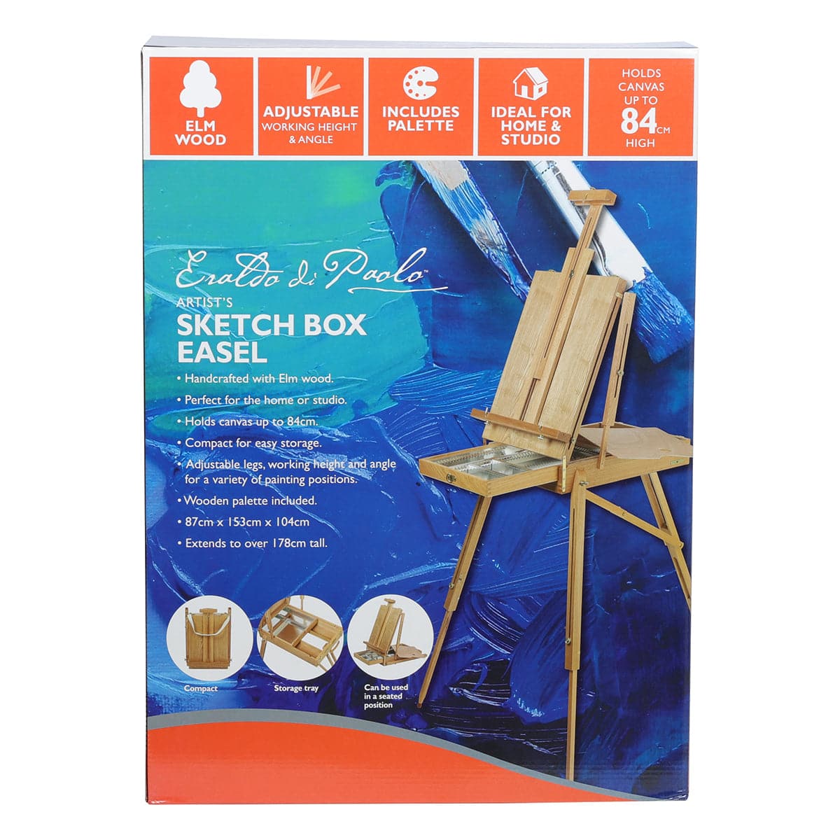 Dark Slate Blue Eraldo di Paolo Wooden Sketch Box Easel Easels & Cases