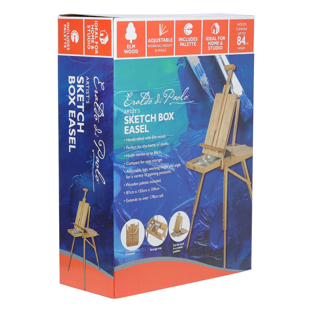 Dark Slate Blue Eraldo di Paolo Wooden Sketch Box Easel Easels & Cases