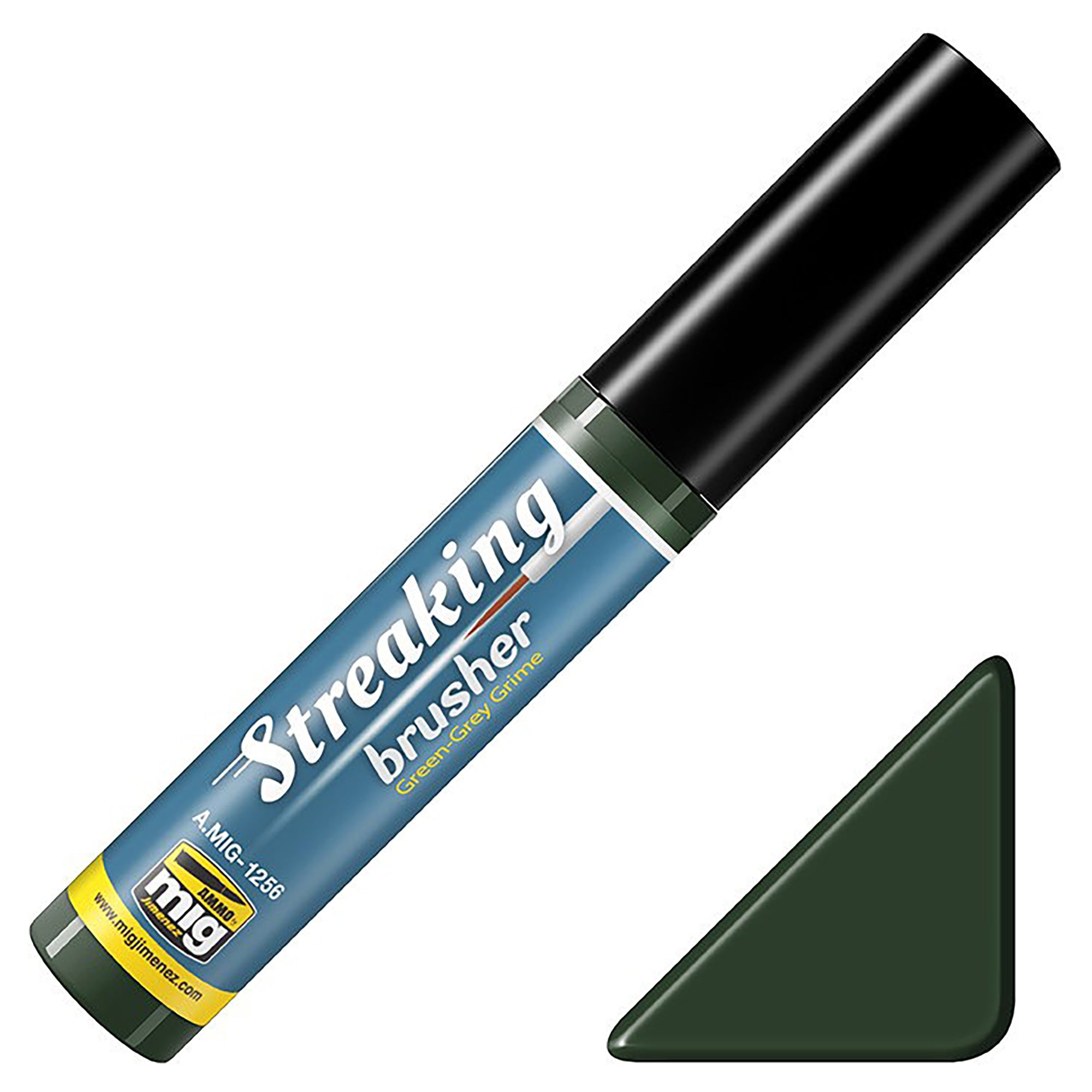 AMMO by Mig Jimenez 1256 Enamel Streaking Effects Green-Grey Grime Streaking Brusher, Green Grey (10 ml)