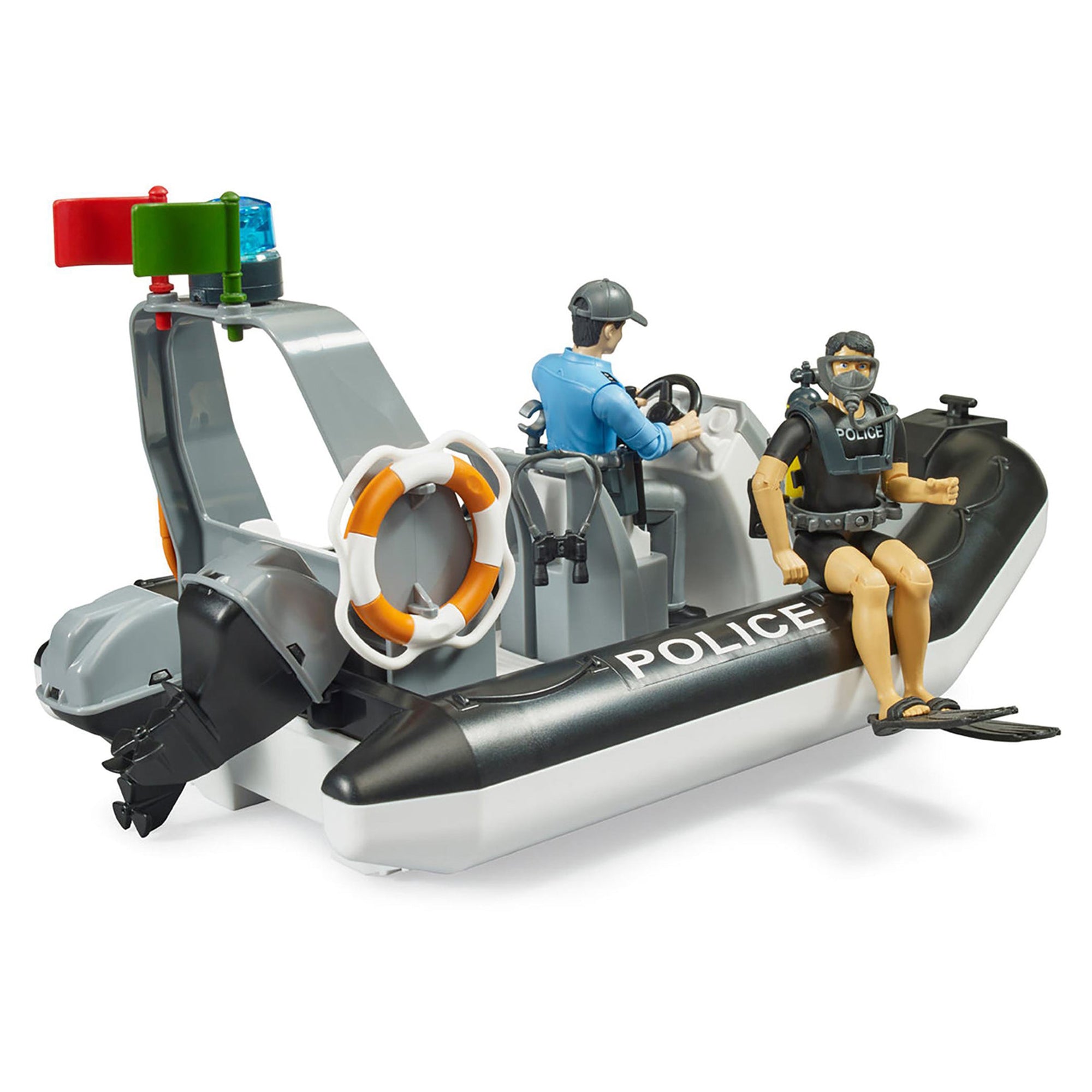 Bruder 1:16 Bworld Police Boat with Figures, Beacon & Accessories