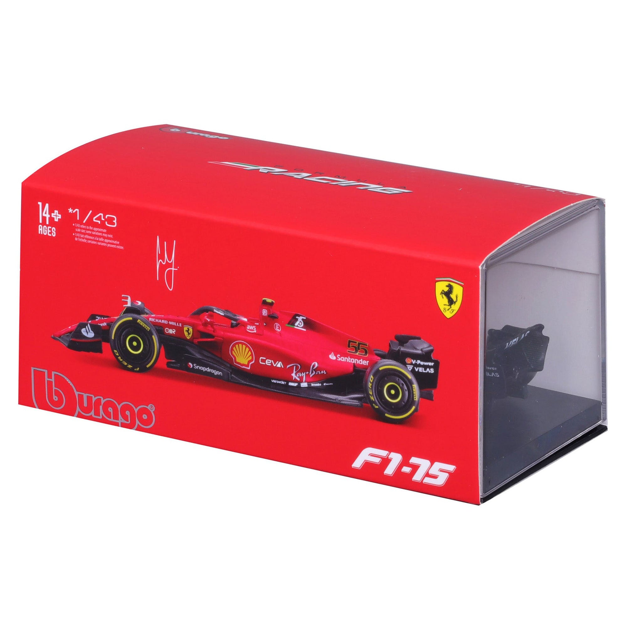 Bburago 1:43 Ferrari Racing 2022 F1 - 75 - Sainz #55 with Driver