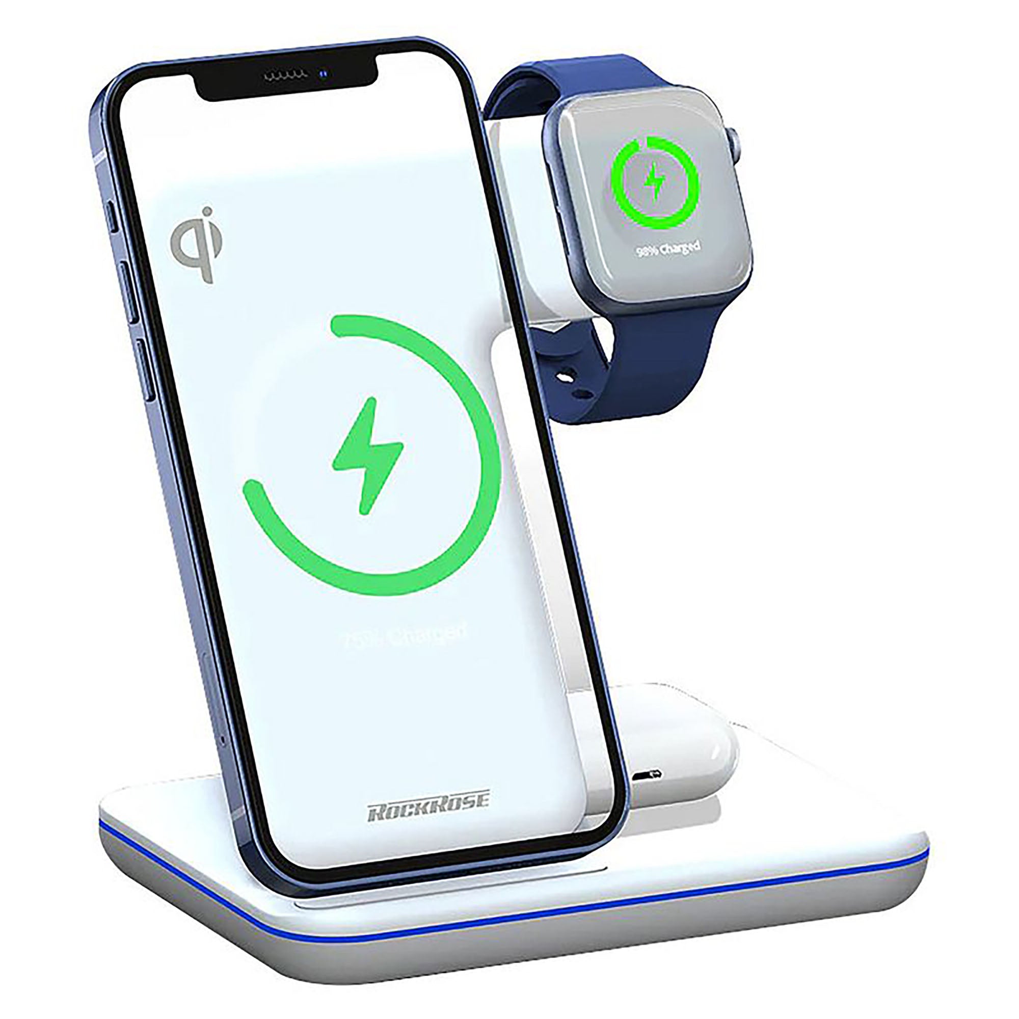 RockRose Airwave Pro Max 3 in 1 15W Wireless Charging Stand (Qi Certified)