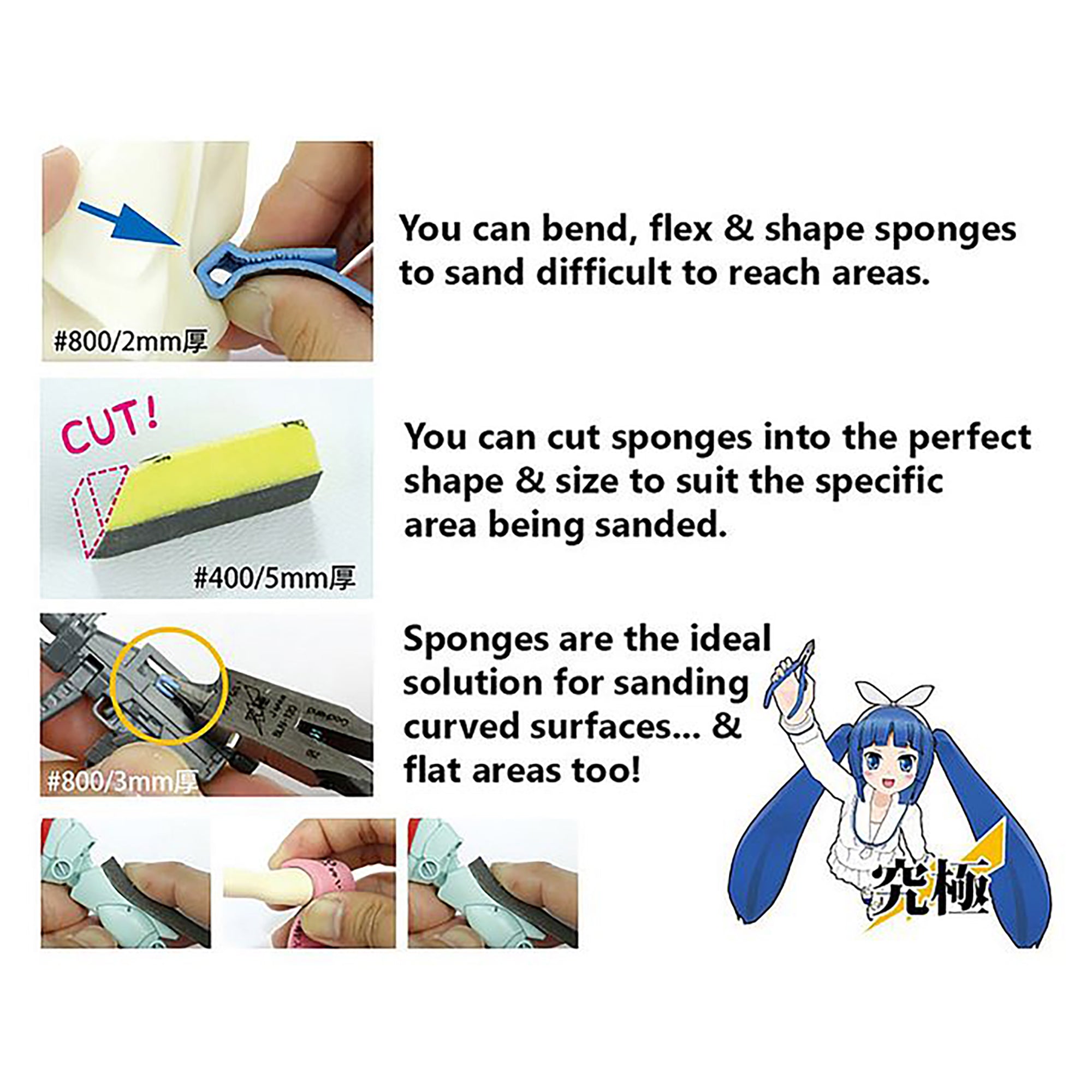 GodHand GH-KS2-P120 Kami-Yasu Sanding Sponge #120 2mm Thickness (Pack of 5)