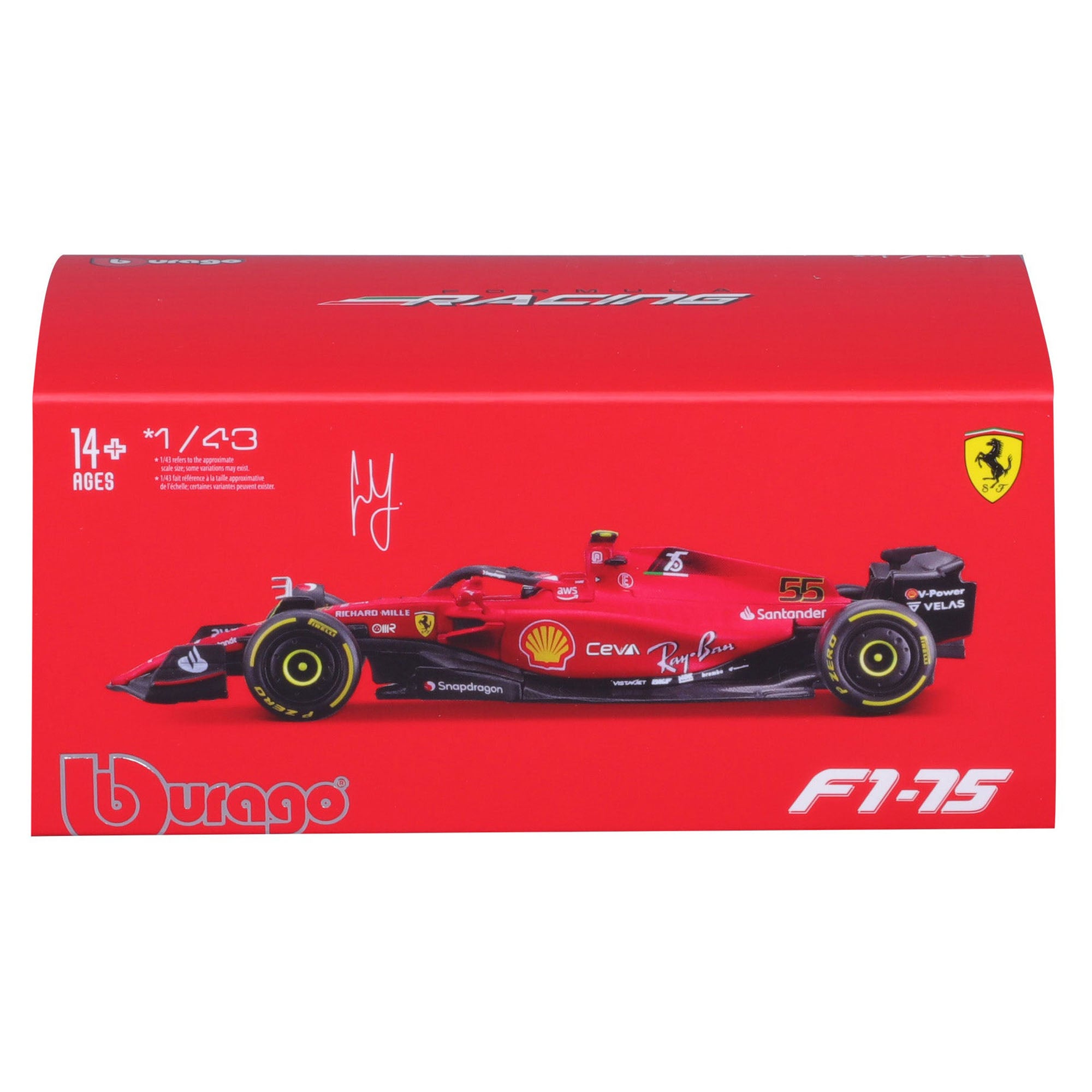 Bburago 1:43 Ferrari Racing 2022 F1 - 75 - Sainz #55 with Driver