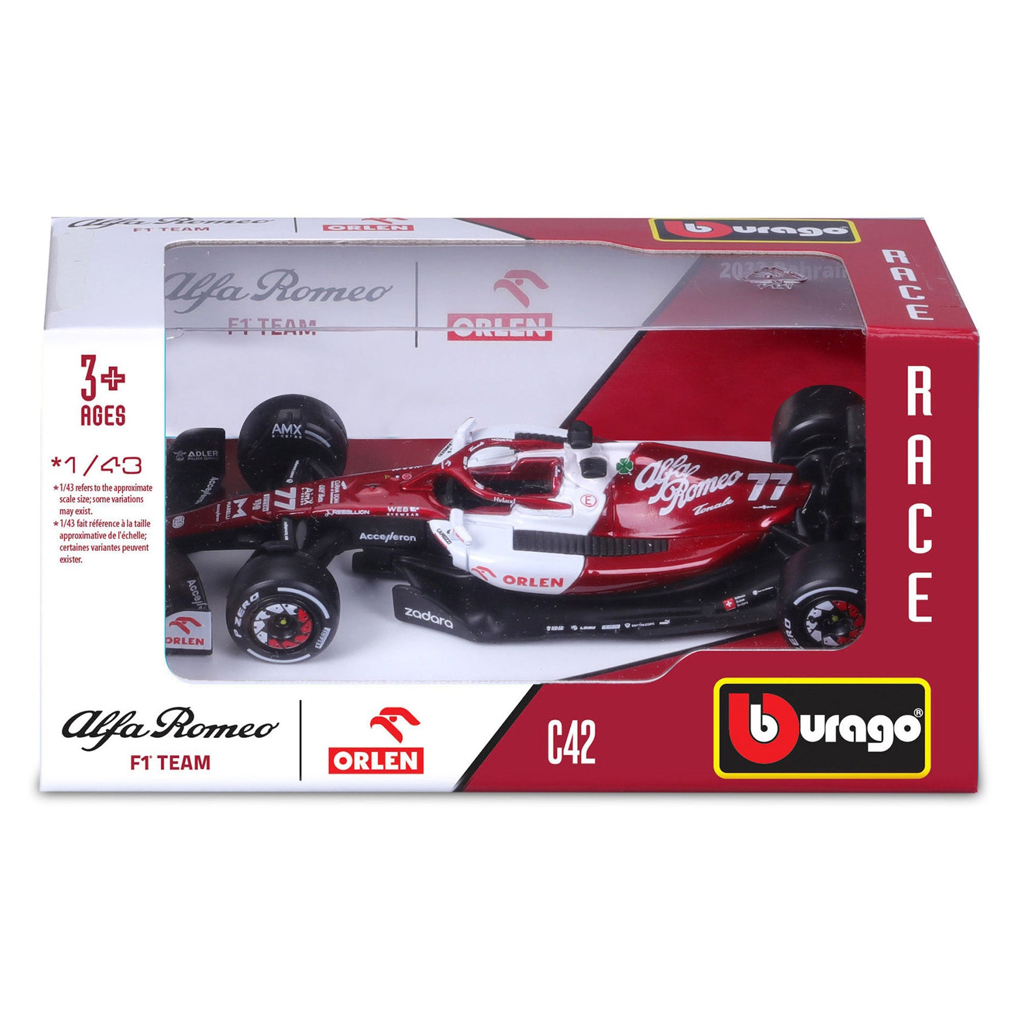 Bburago 1:43 2022 F-1 Alfa Romeo C42 #77 Bottas