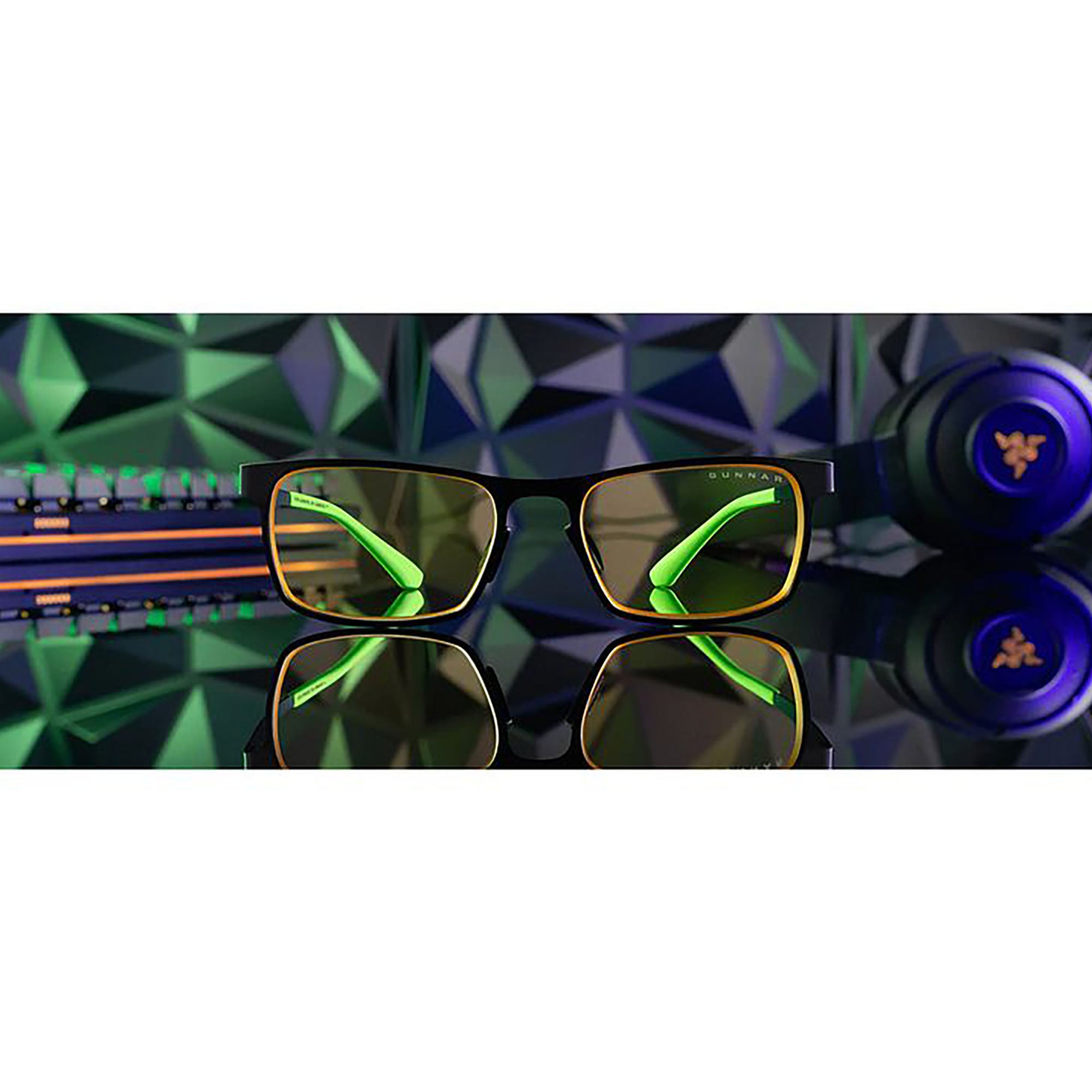 Gunnar FPS Mini Razer Edition Indoor Digital Eyewear, Amber Onyx