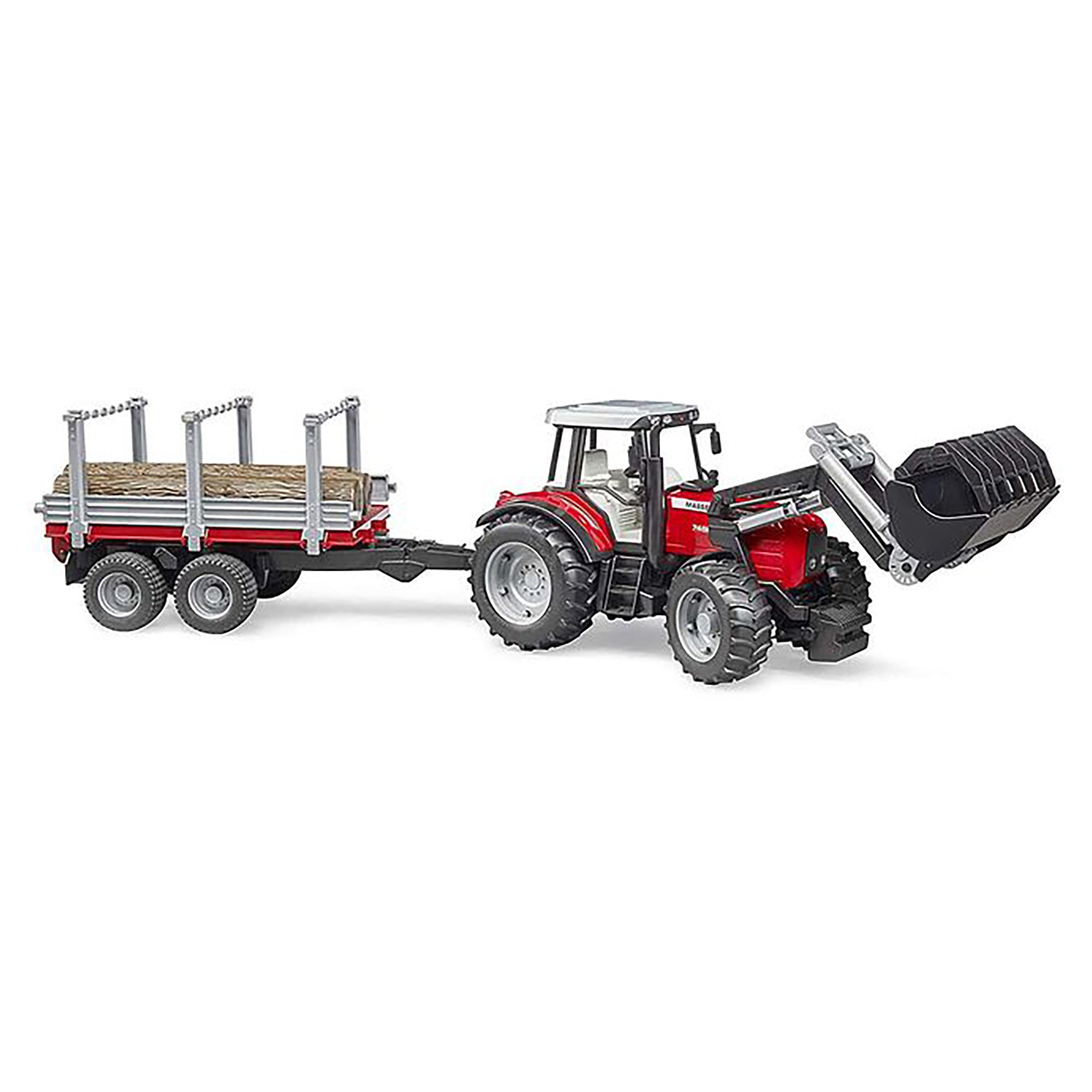 Bruder 1/16 Massey Ferguson 7480 with Front Loader & Timber Trailer