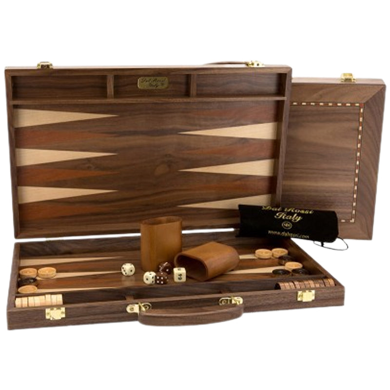 Dal Rossi Backgammon Set with Handle - Walnut