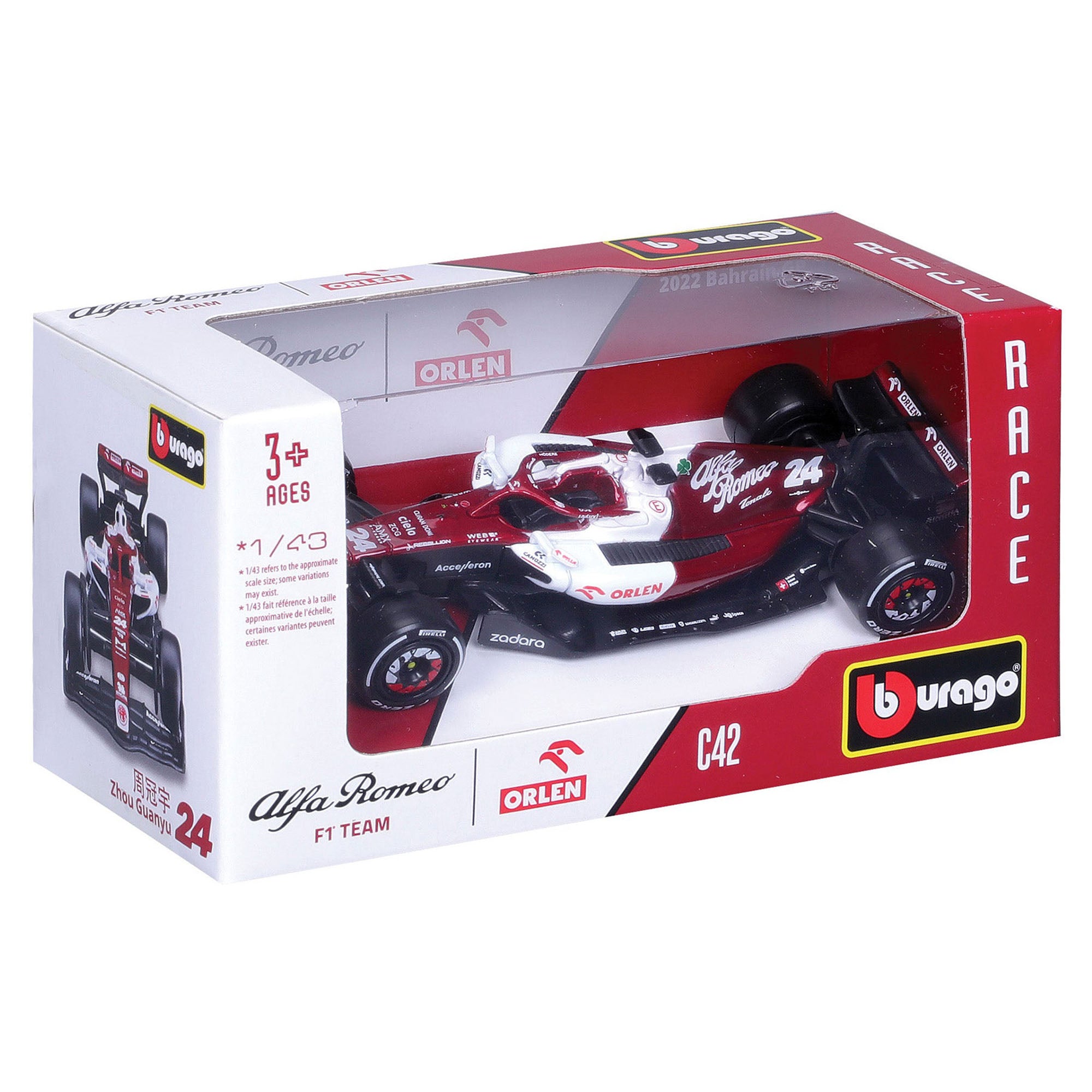 Bburago 1:43 2022 F-1 Alfa Romeo C42 #24 Zhou